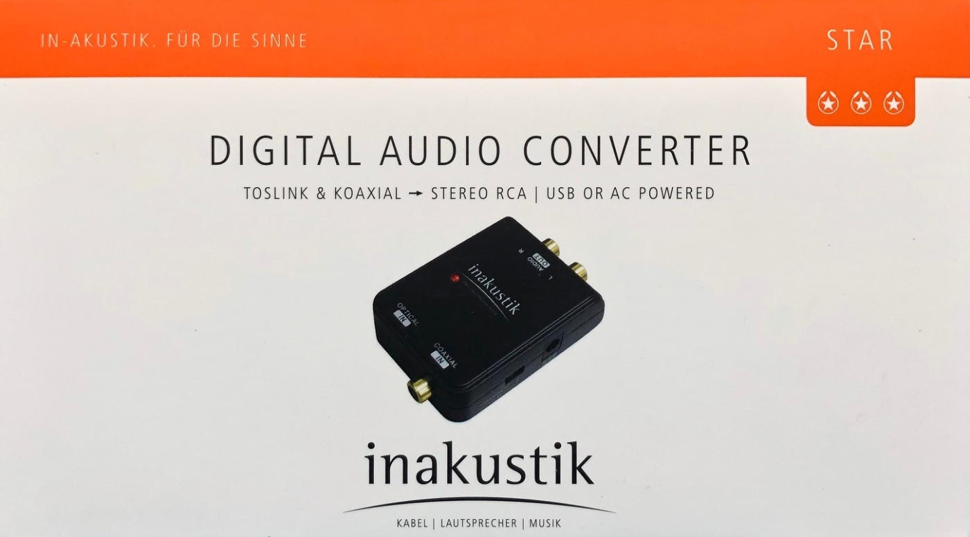 Inakustik Star DAC Konverter – Toslink Auf Cinch, Wandelt Digitales Audio Für TV An HiFi-Anlage