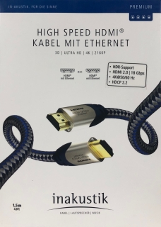 Inakustik Premium High Speed HDMI Kabel 1,5m mit Ethernet HDMI 2.0