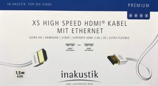 Inakustik Premium XS High-Speed HDMI Kabel mit Ethernet, 1,5 m