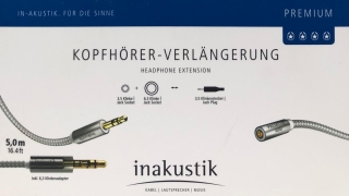 Inakustik Premium Stereo Klinken-Verlängerungskabel 5,00 m vergoldet