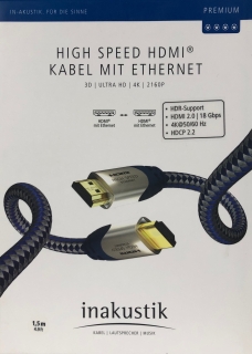 Inakustik Premium High Speed HDMI-Kabel 1,5 m mit Ethernet