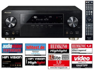 Pioneer VSX-923-K Schwarz - 7.2 Netzwerk-Mehrkanal-Receiver mit 8 HDMI-Eingängen, AirPlay, DLNA, HTC Connect, MHL, 4K Ultra-HD Video Scaler und HDMI Zonenausgang