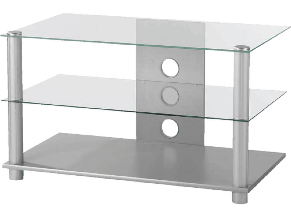 VCM Milano - TV-/HiFi-Rack, Klarglas / Aluminium Stück | Neu, 99,00