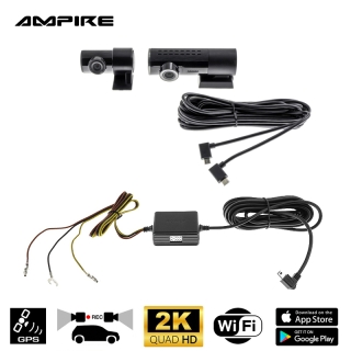 Ampire DC2-PRO Dual-Dashcam in 2K (Quad HD) Auflösung, WiFi und GPS inkl. 32 GB SD Karte