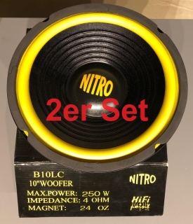 Nitro B10LC 10 Zoll Subwooferchassis mit 250 Watt auf 4 Ohm | 2er Set