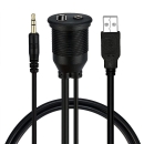 Ampire XUX060 USB-A 2.0/AUX Einbaubuchse, 3.5mm Klinke, 60cm NEU