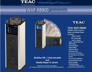 TEAC WAP-R8900 Silber - Mobiles, netzstromunabhängiges, WLAN-fähiges UKW- / Internet-Radio und Media-Player | Auspackware, gut