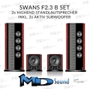 Swan F2.3B Set - 2x HighEnd Standlautsprecher + 2 x Aktivsubwoofer | Neu
