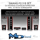 Swan F2.3B Set - 2x HighEnd Standlautsprecher + 2 x Aktivsubwoofer | Neu