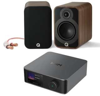 Bundle Wiim Amp Ultra + Q-Acoustics 5020 + LS-Kabel | Neu Grau/Rosenholz