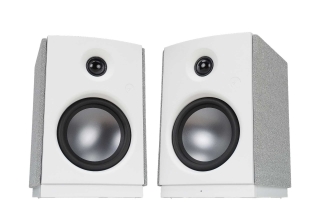 Swan OS-10 weiß - kleiner aktiver HighEnd Regallautsprecher, BT, AUX, Dig-In, Paar | Neu