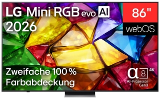 LG 86MRGB87B9B.AEU 218 cm, 86 Zoll 4K Ultra HD Mini RGB evo Smart TV