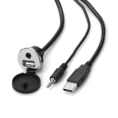 AMPIRE RETROSOUND USB-Einbaubuchse mit 3.5mm Klinke, Chrom