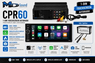 Ampire CPR60 Smartphone 1DIN Radio - 6.38 (162mm), Dual-DAB+, AHD Kameraeingänge | Neu