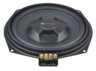 MATCH MW 8BMW-D 200 mm Subwoofer mit besonders geringer Einbautiefe für ultraflache Subwoofer-Konstruktionen und Untersitzmontage in BMW-Fahrzeugen, Schwarz | Neu