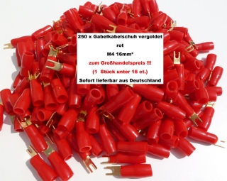 250 x AIV Gabel Kabelschuh rot vergoldet 16mm² M4 zum Großhandelspreis!! 60213