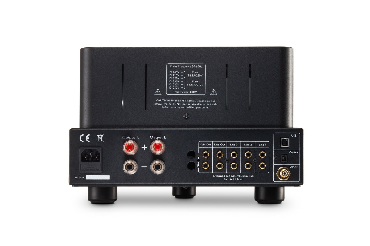 Rückseite des Triode 25 Black Edition mit Subwoofer-Ausgang, Line Out und Digitaleingängen